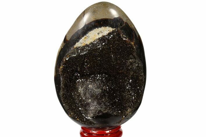 Septarian Dragon Egg Geode - Black Crystals #118760